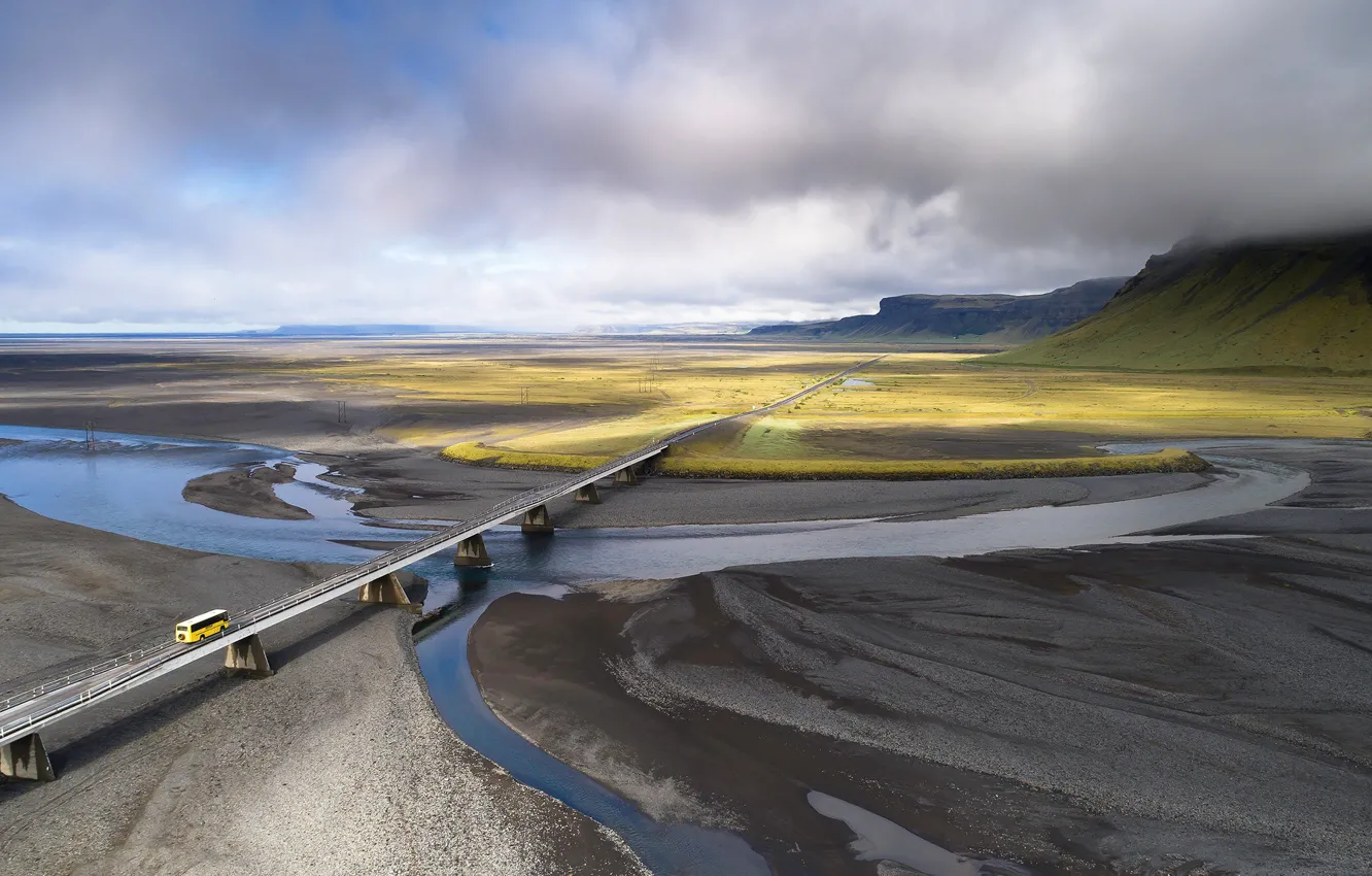 Photo wallpaper bridge, valley, Iceland, Vestur-Skaftafellssysla