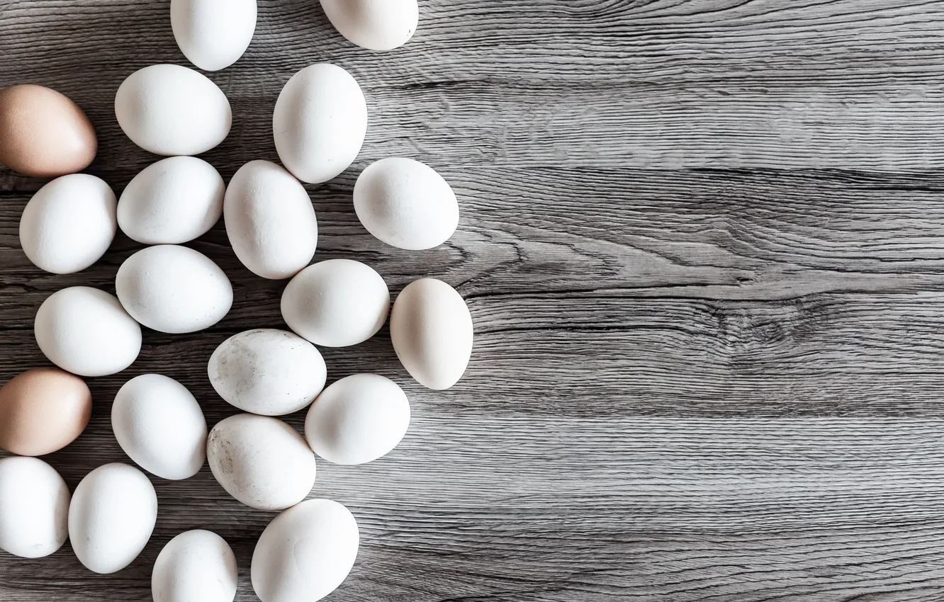 Photo wallpaper wood, eggs, quantity