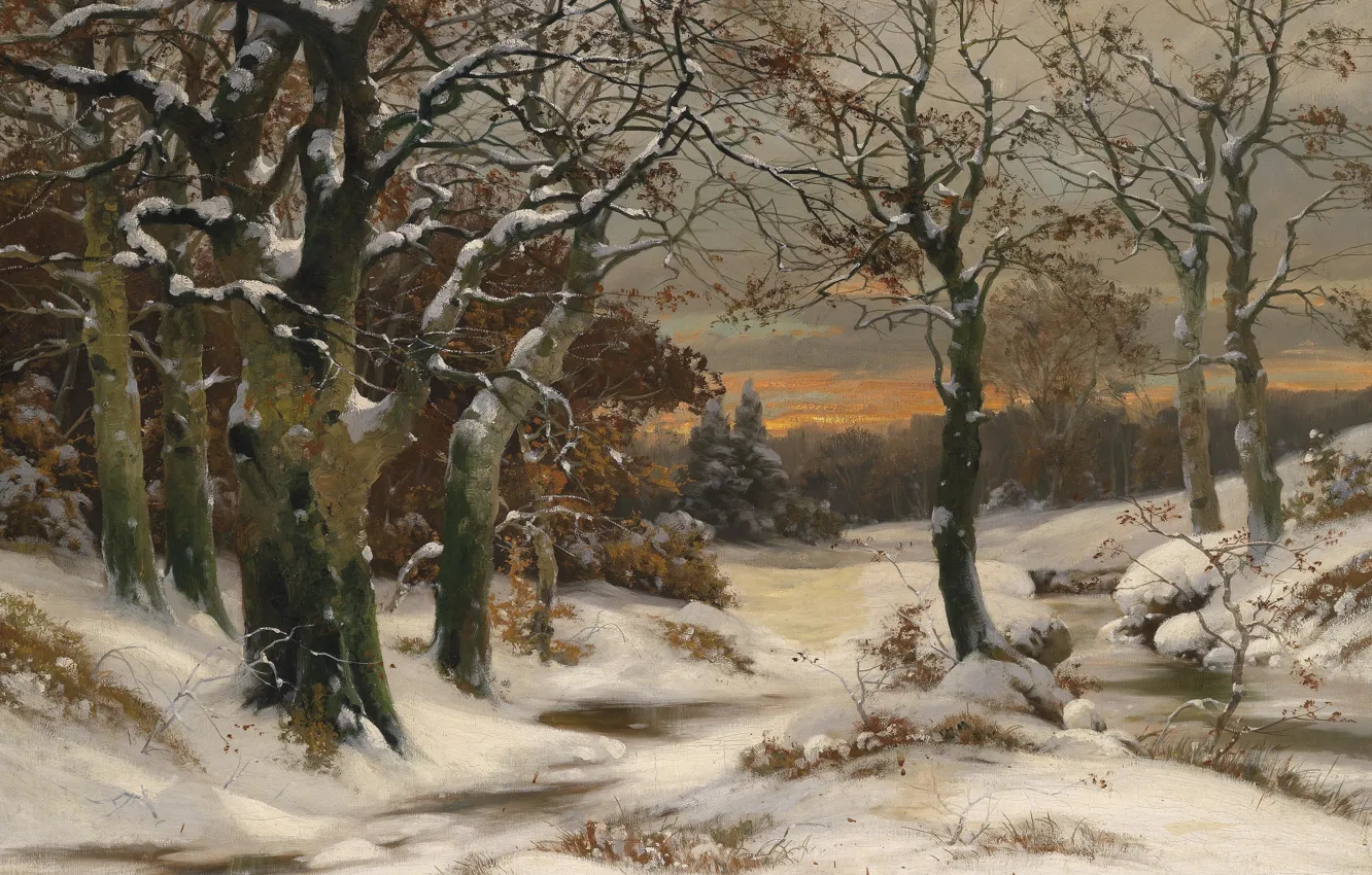 Photo wallpaper Alois Arnegger, Austrian painter, Austrian landscape painter, oil on canvas, Alois Arnegger, Winter forest in …