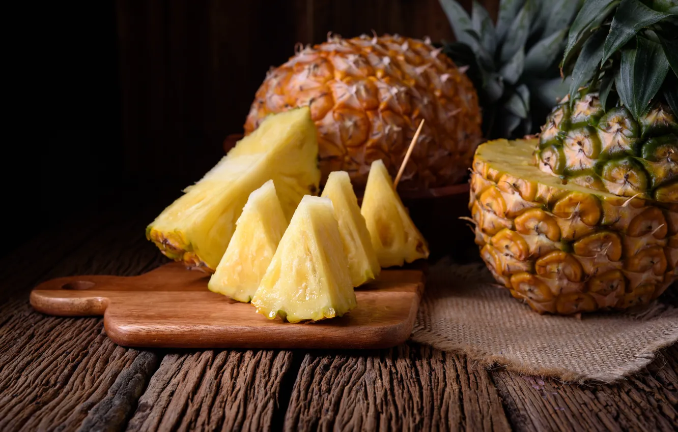 Photo wallpaper pineapple, triangle, toothpick, piece