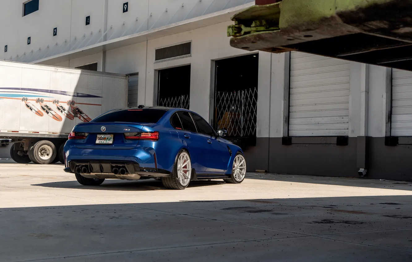 Photo wallpaper BMW, Blue, BMW M3, Rear, Velgen Wheels