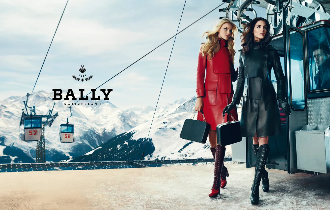 Photo wallpaper Switzerland, luxury, brand, Hilary Rhoda, Caroline Trentini, female collection, ski resort, Bally