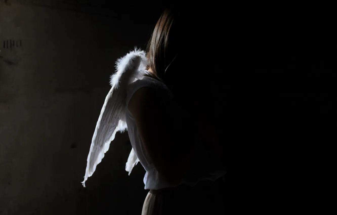 Photo wallpaper girl, light, shadow, angel