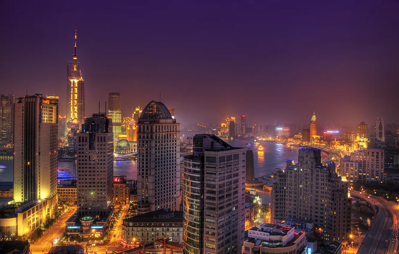 Photo wallpaper the city, lights, Asia, China, Shanghai