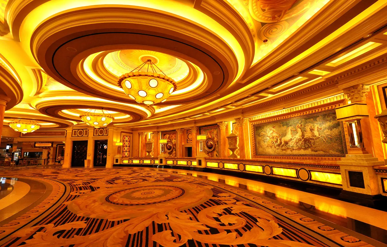 Photo wallpaper Las Vegas, chandelier, USA, hall, casino