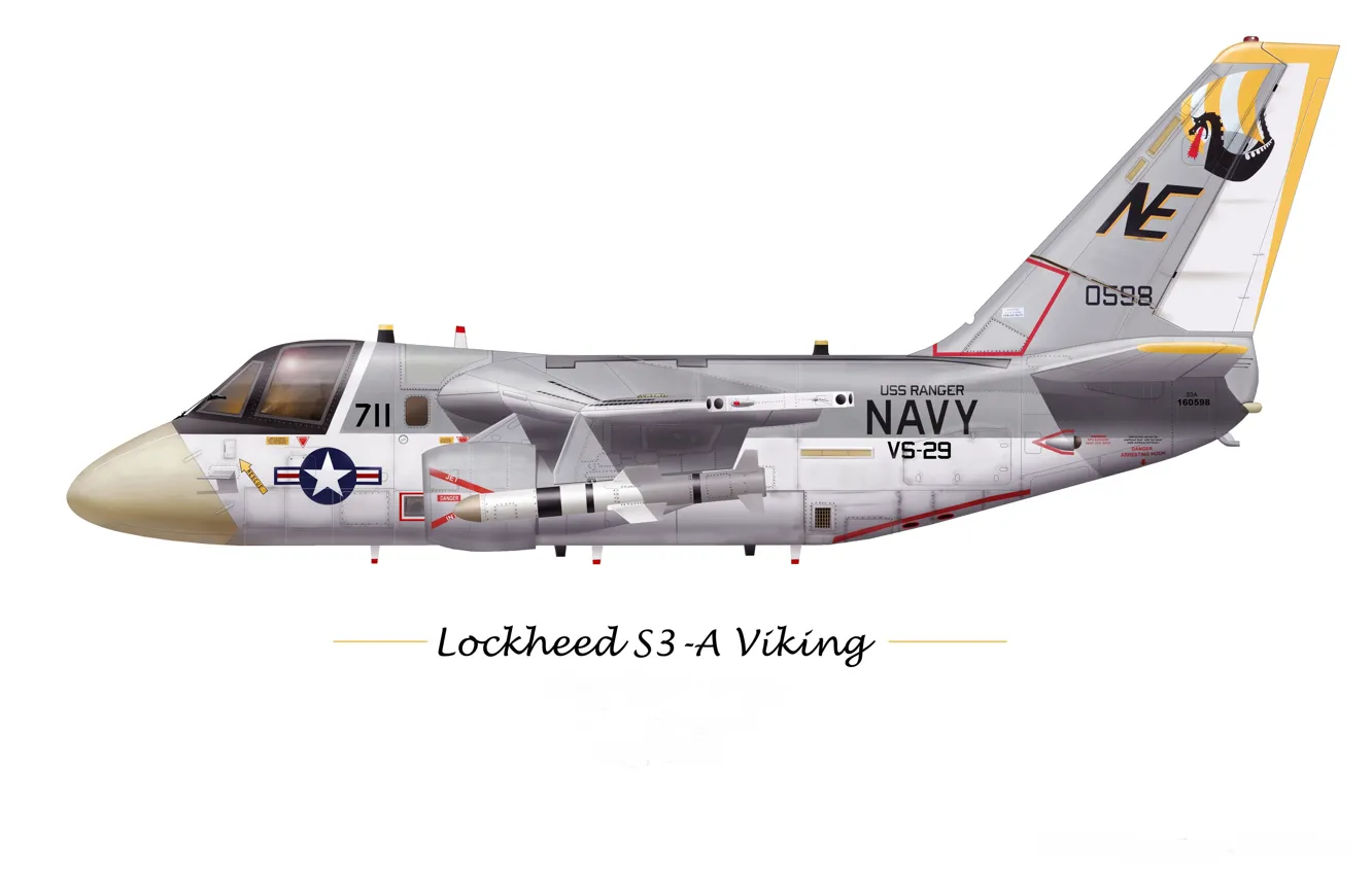 Photo wallpaper the plane, Lockheed, deck, anti-submarine, Viking, S-3, US Navy