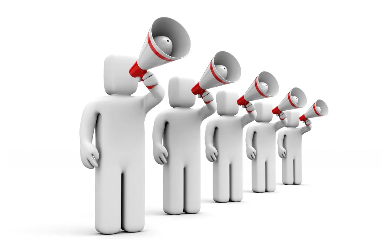 Photo wallpaper white, people, megaphone