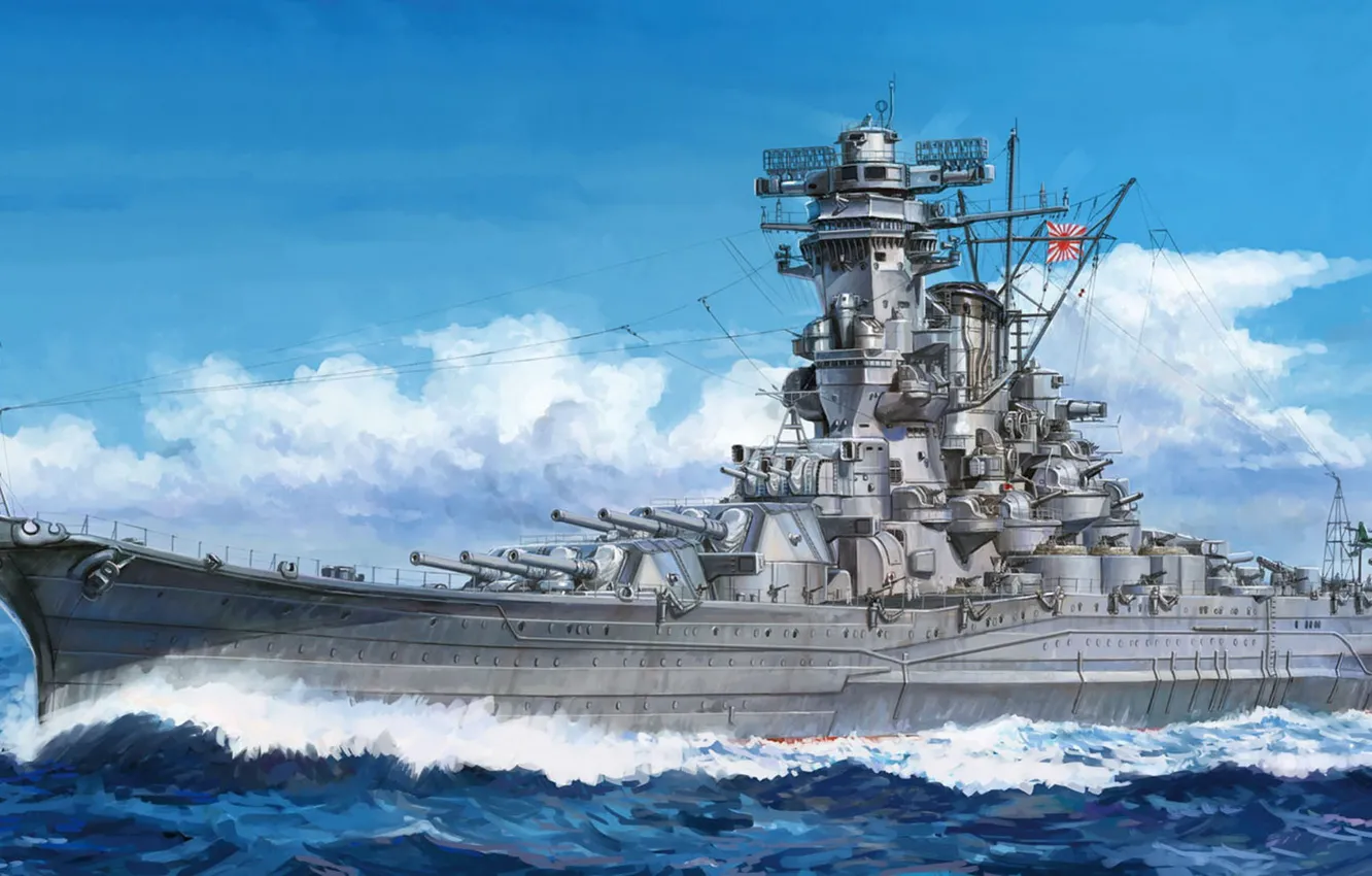 Photo wallpaper battleship, The Imperial Japanese Navy, the naval forces of the Japanese Empire, Linear ships of …