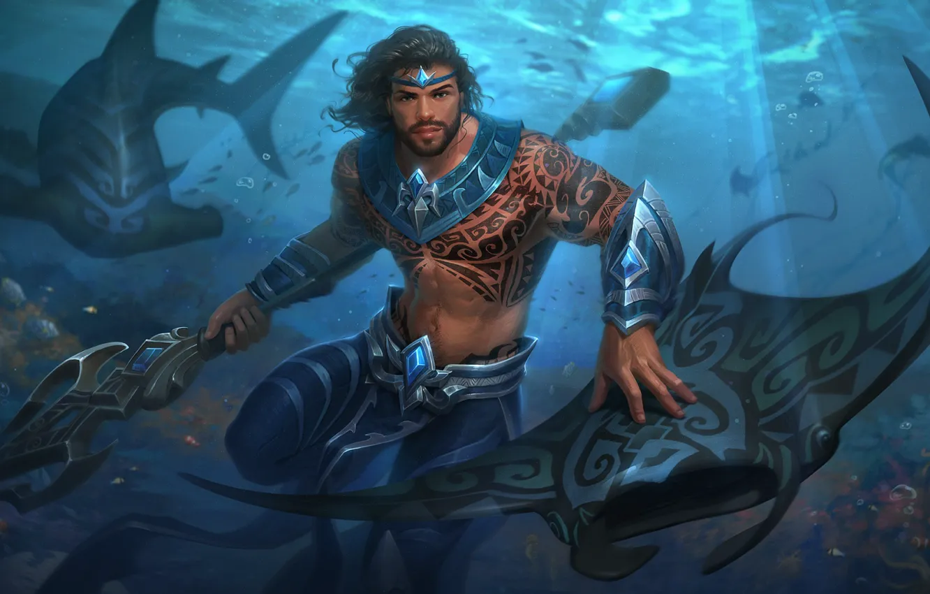Photo wallpaper the ocean, Smite, Triton