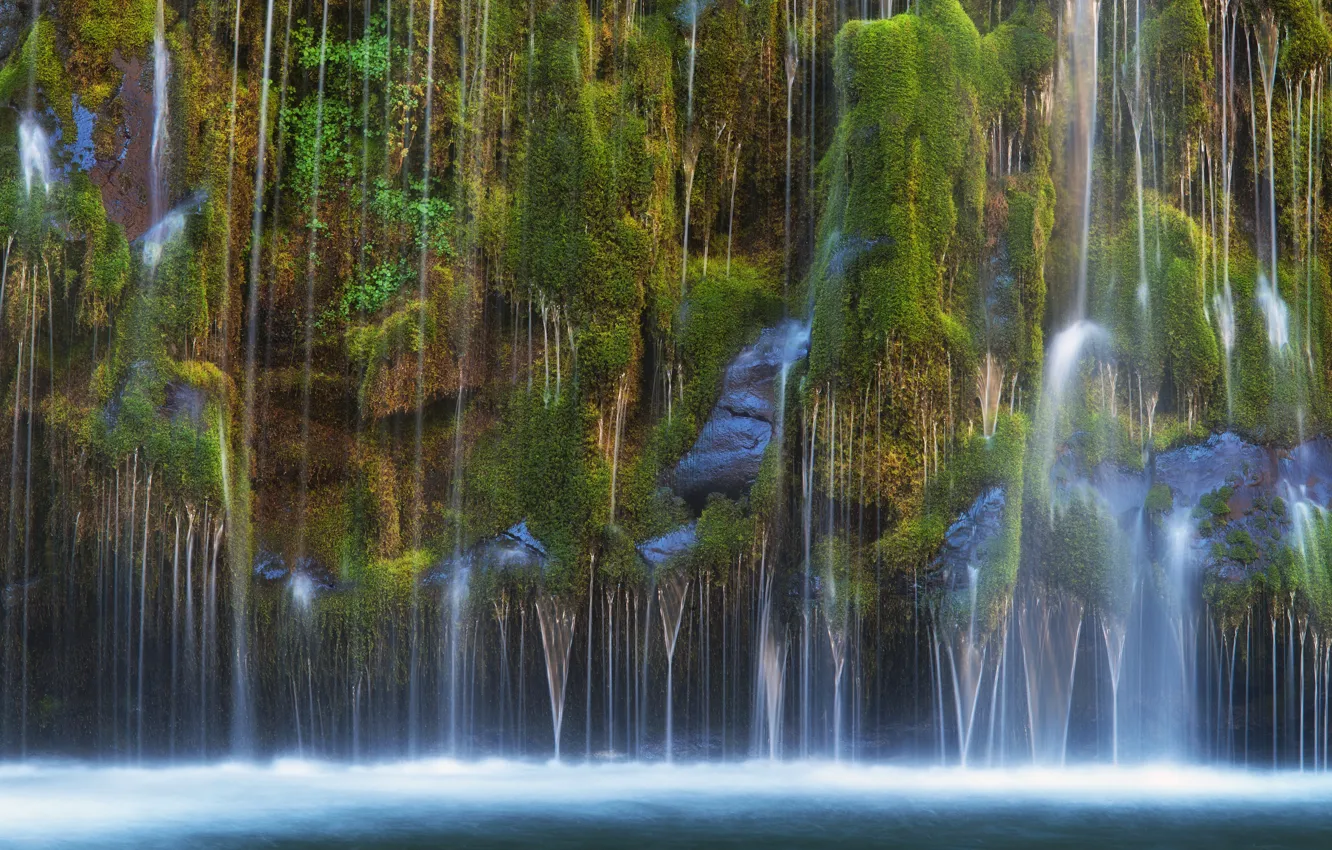 Photo wallpaper water, nature, rock, waterfall, moss, CA, USA, USA