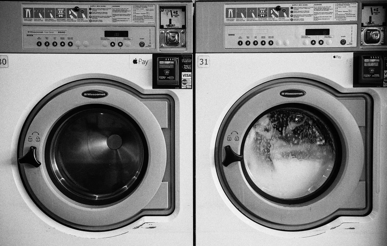 Photo wallpaper metal, plastic, washing machine