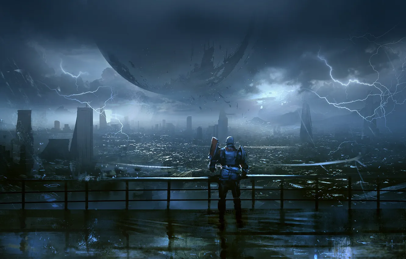 Photo wallpaper fiction, Bungie, people, sphere, the city, Activision, art, Destiny 2