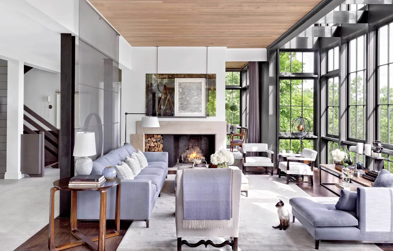 Photo wallpaper design, style, interior, fireplace, living room