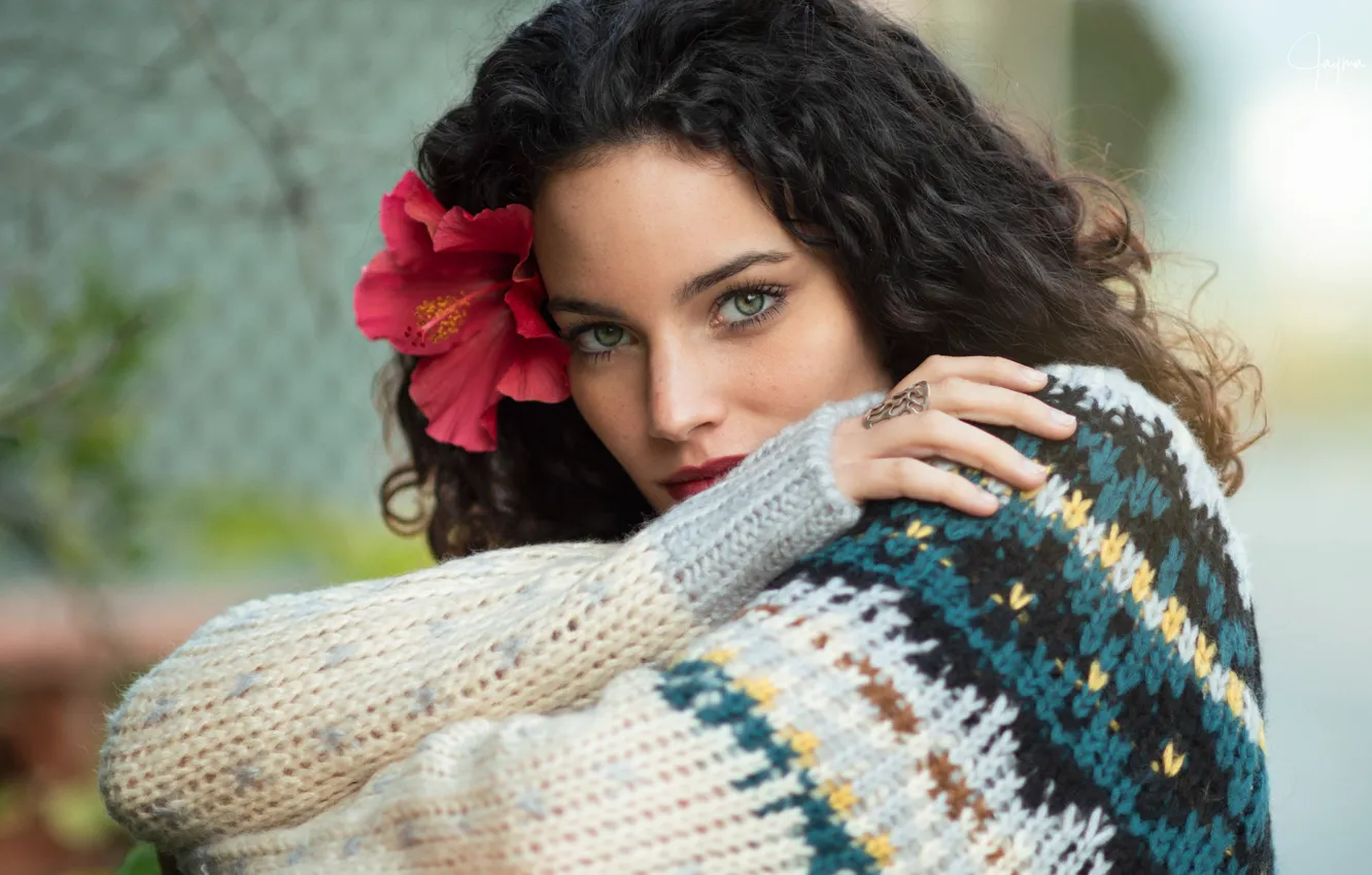 Photo wallpaper look, girl, pose, sweater, Jayma Javier, Isabel Corpas