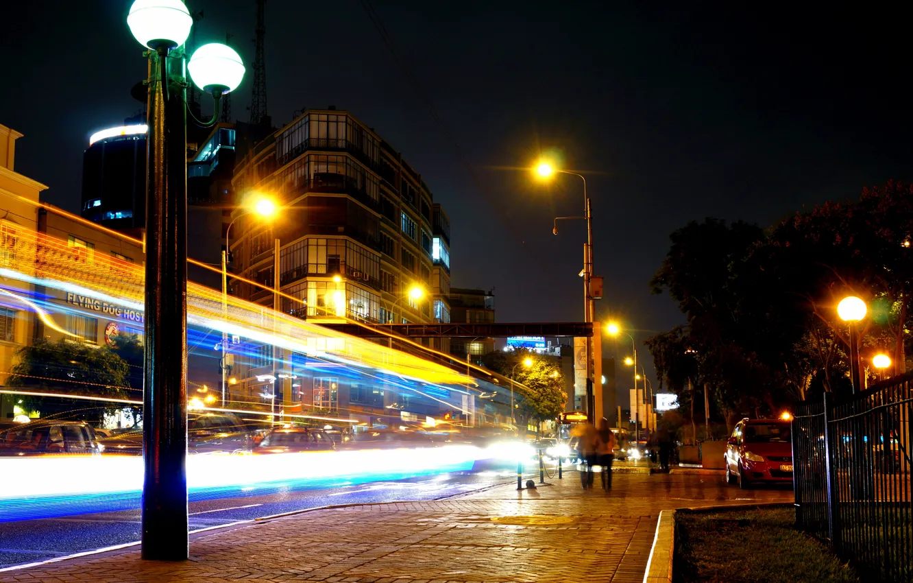 Photo wallpaper night, movement, excerpt, Lima, night, Peru, Peru, Lima