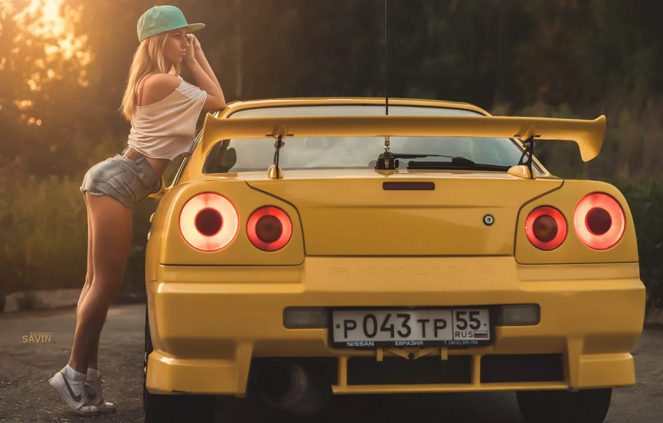 Photo wallpaper girl, yellow, cap, nike, Evgeniy Savin