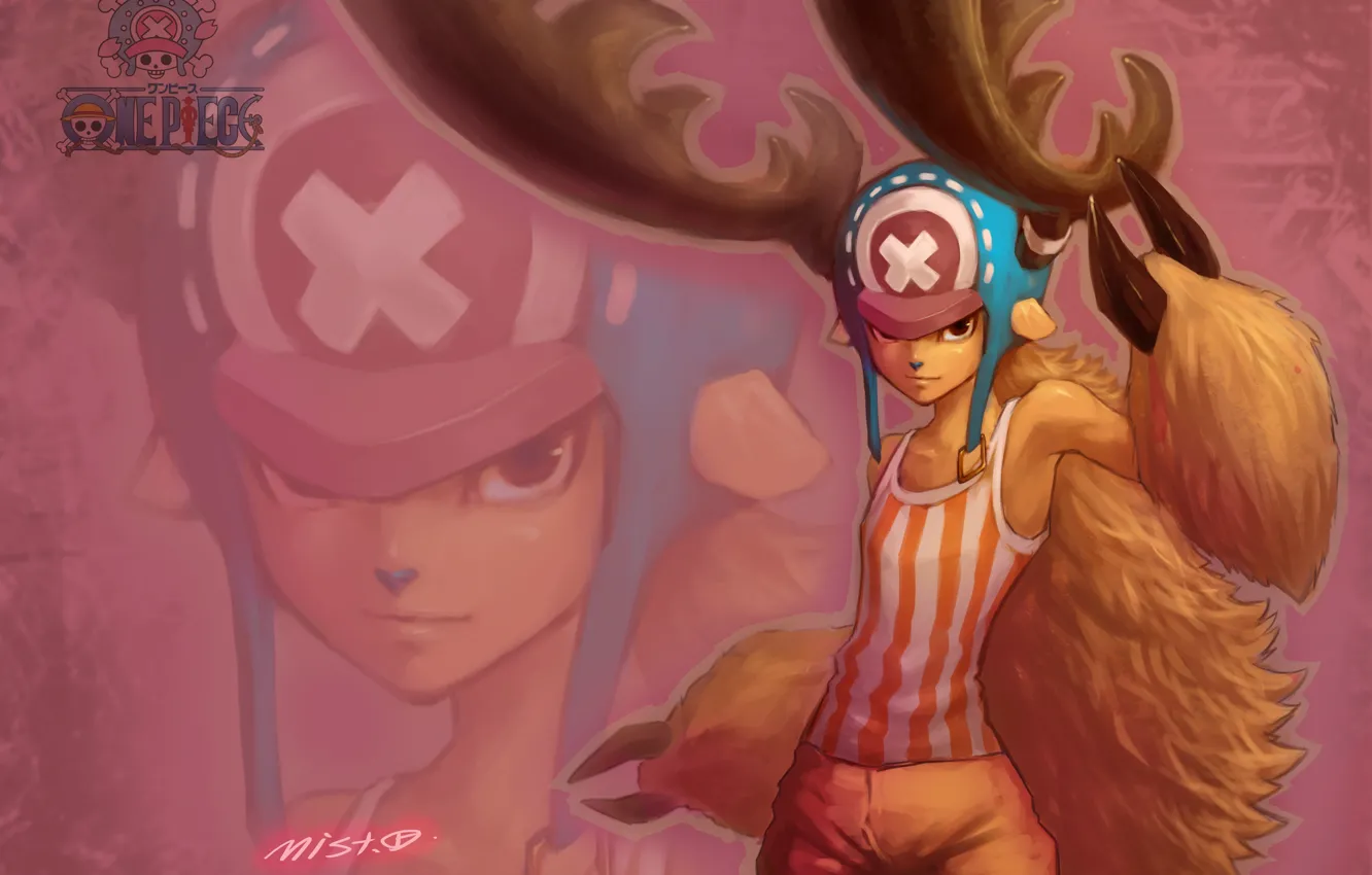 Photo wallpaper hat, boy, art, horns, One Piece, fawn, adorable, Tony Tony Chopper
