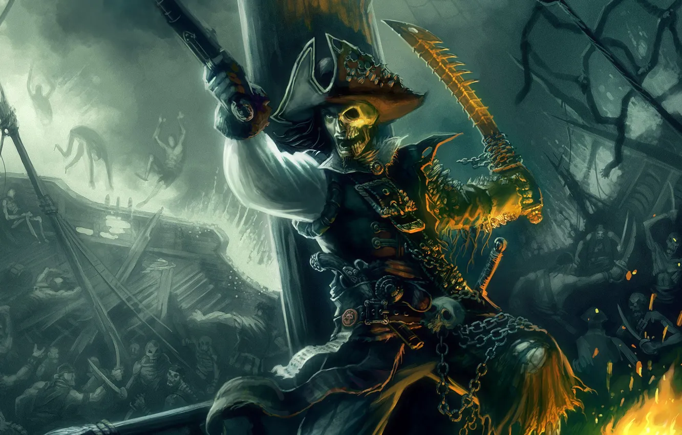Photo wallpaper figure, skull, pirate
