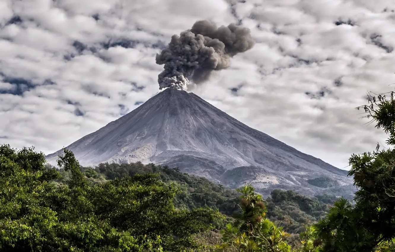Photo wallpaper the sky, nature, smoke, Volcano of Fire of Colima