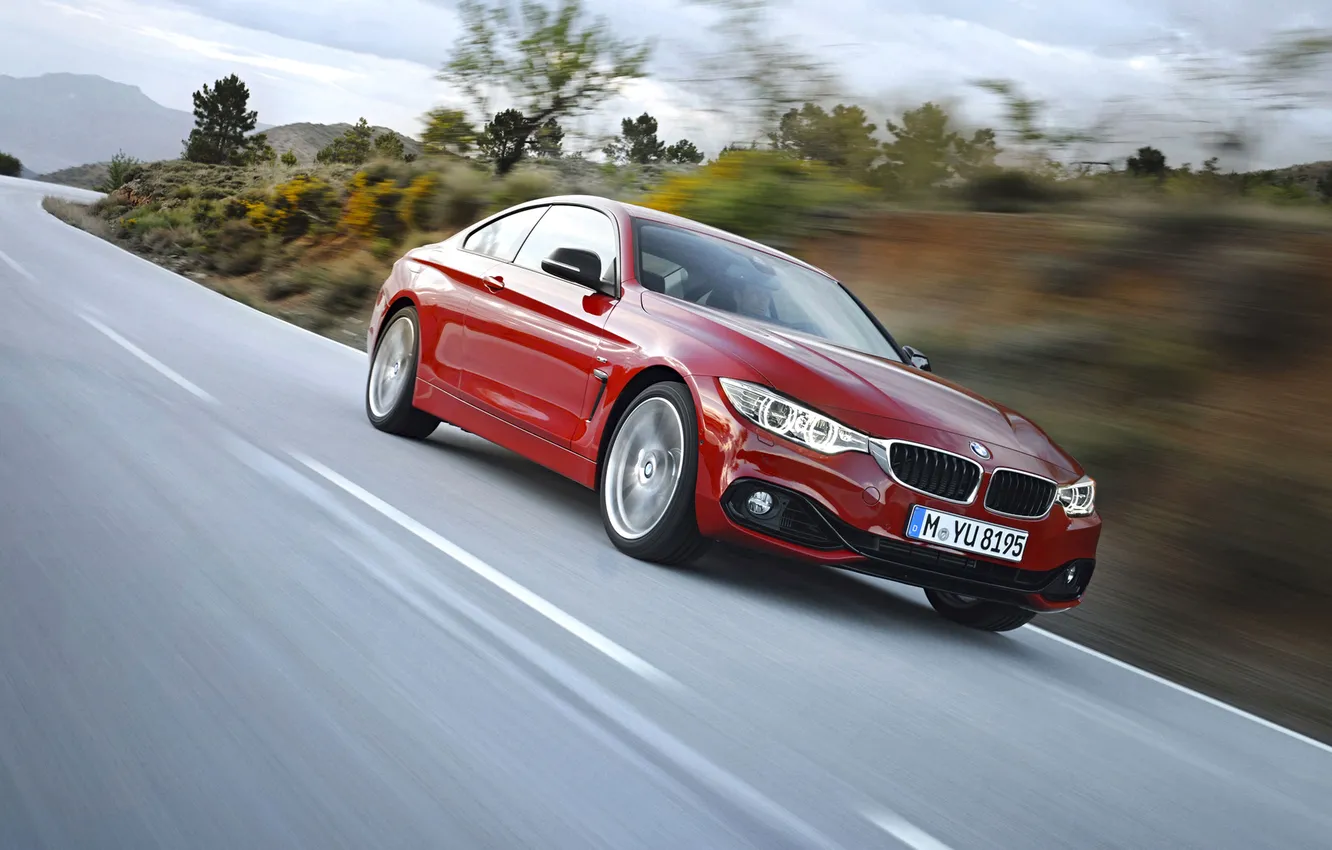 Photo wallpaper road, landscape, coupe, BMW, the fourth series
