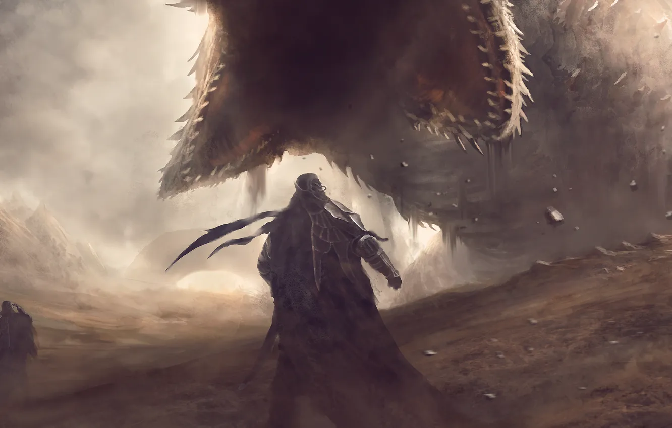 Photo wallpaper sand, desert, people, dune, worm, Sandworm