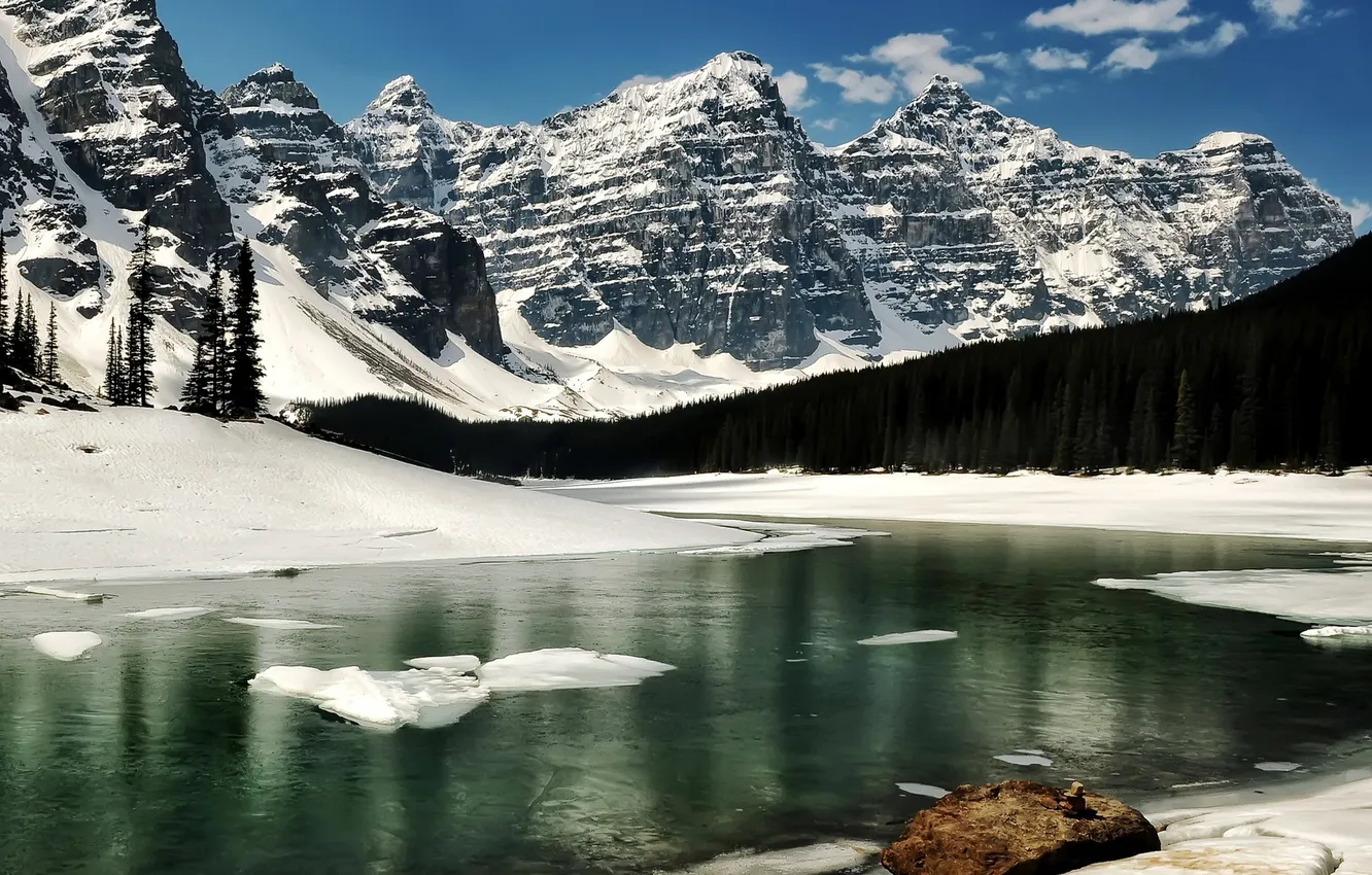 Photo wallpaper landscape, mountains, lake