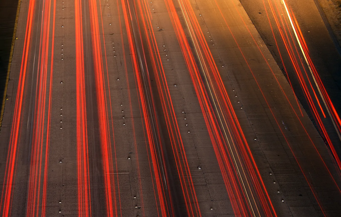 Photo wallpaper road, lights, highway, Drive