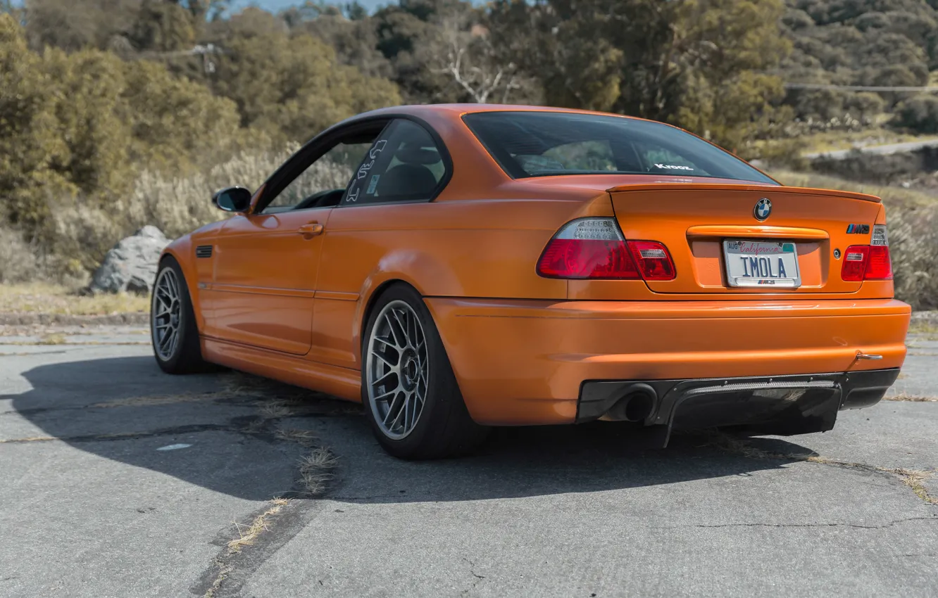 Photo wallpaper BMW, Orange, E46, Rear View