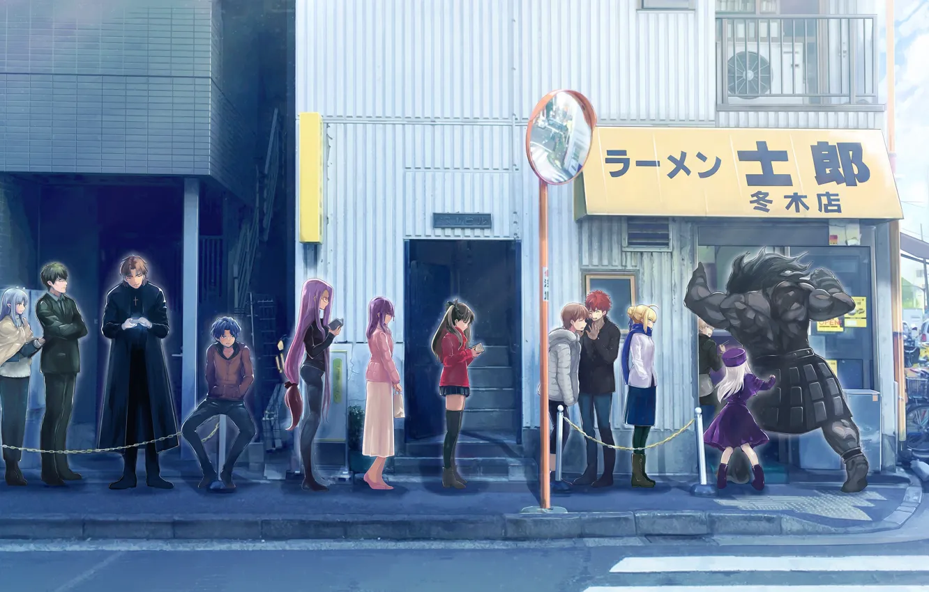 Photo wallpaper street, anime, art, Fate/Stay Night, characters, Fate/Zero