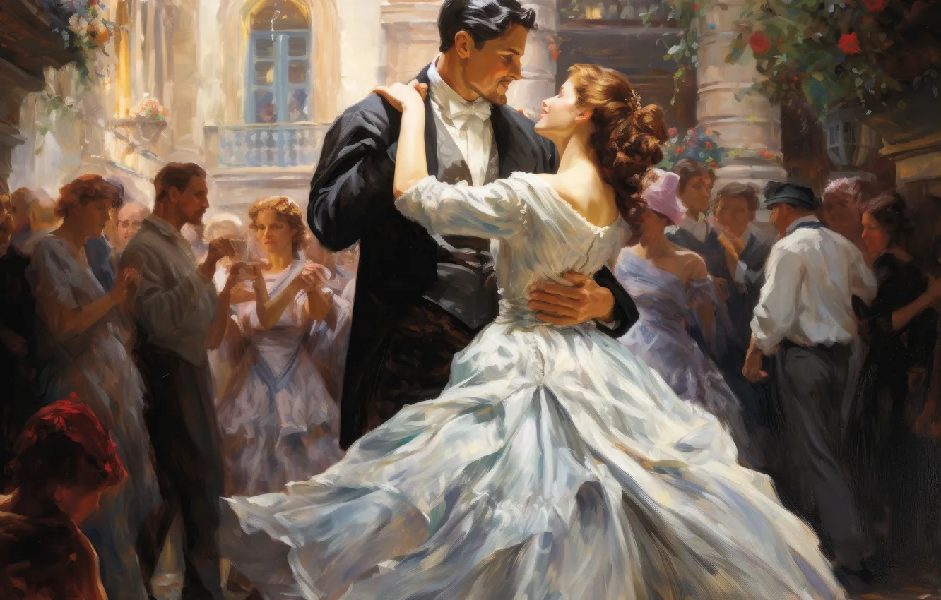 Photo wallpaper girl, pose, retro, people, holiday, the crowd, dance, hugs