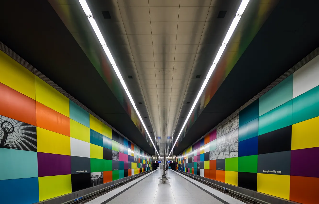 Photo wallpaper metro, station, Germany, Munich, the platform