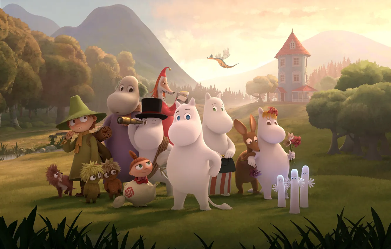 Photo wallpaper fantasy, The animated series, Animated series, Moominvalley, Moomin Valley