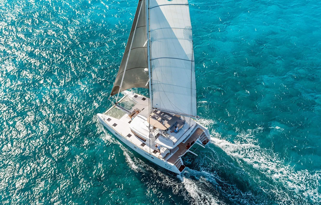 Photo wallpaper sea, sail, catamaran, charter Сroatia