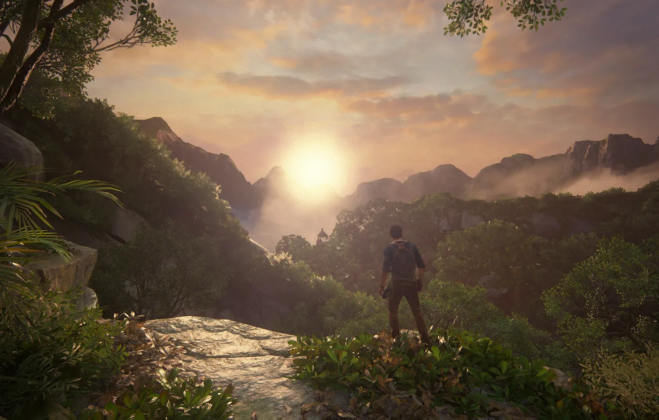 Photo wallpaper sunset, island, Naughty Dog, Playstation 4, Uncharted 4, Nathan Drake