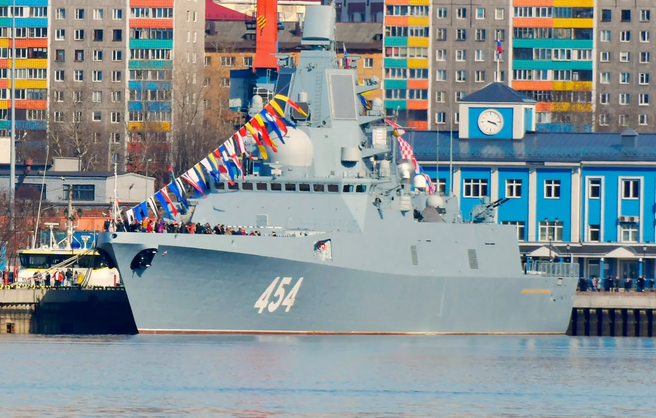 Photo wallpaper pier, frigate, Admiral Gorshkov, Murmansk