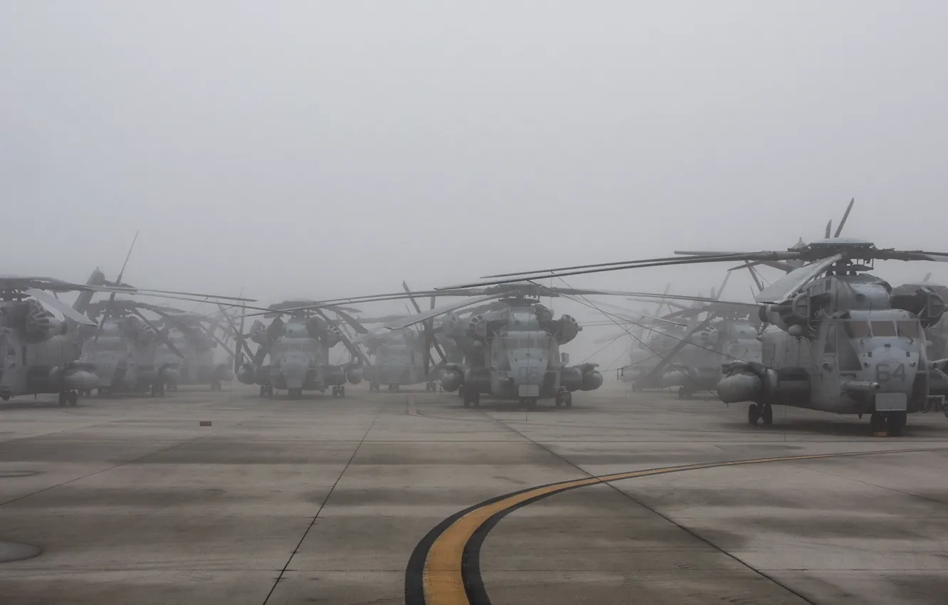 Photo wallpaper fog, helicopter, Super Stallion, CH-53E