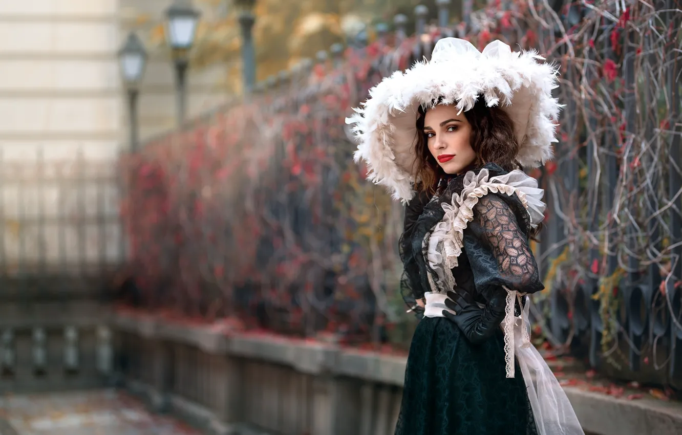 Photo wallpaper girl, hat, dress, bokeh, Tanya Markova