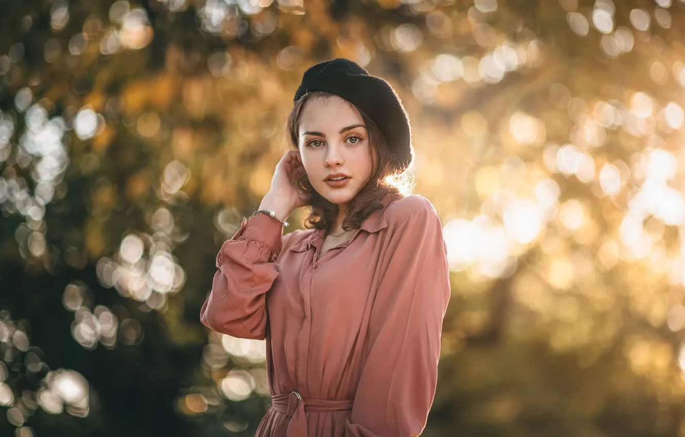 Photo wallpaper look, girl, pose, takes, bokeh, Jiří Tulach