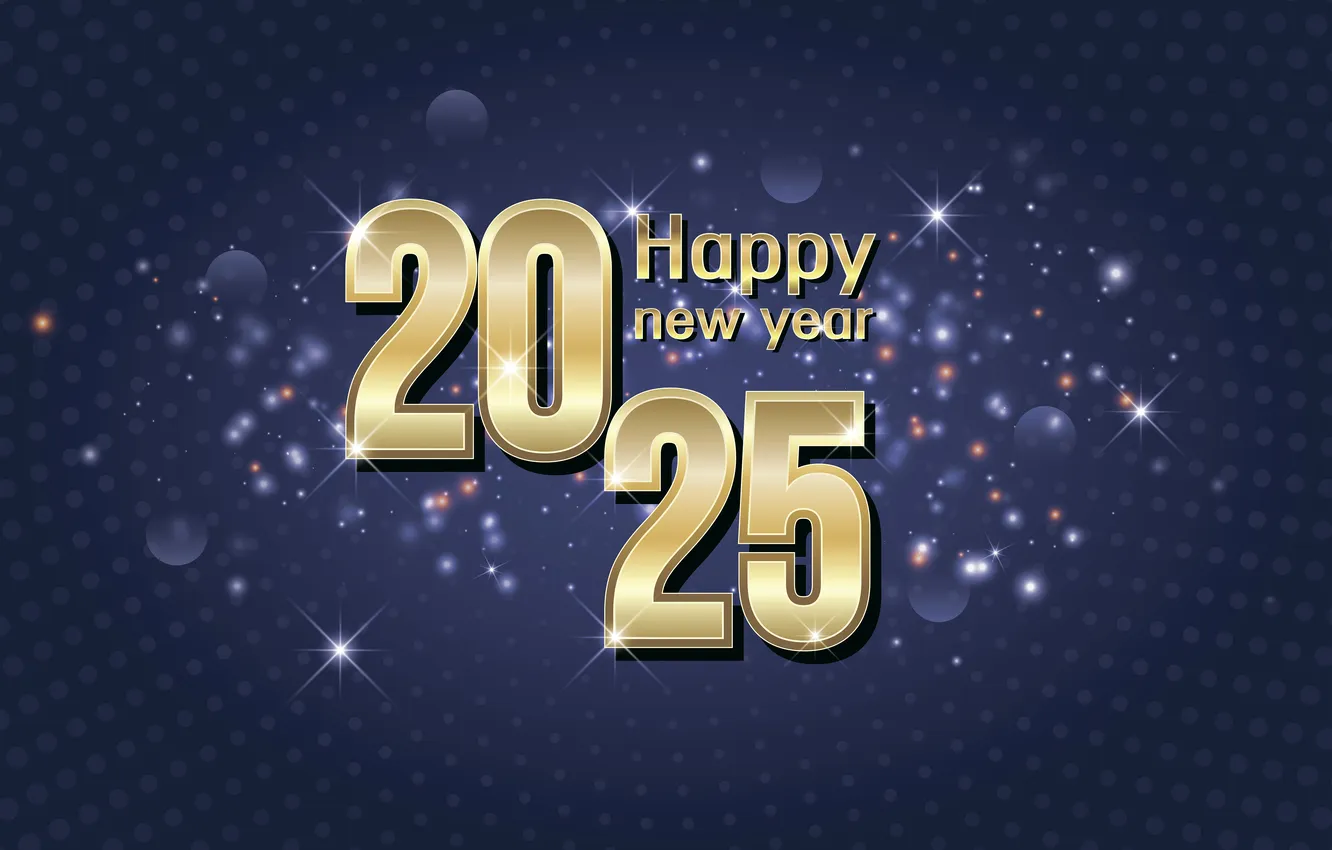 Photo wallpaper the inscription, Shine, figures, New year, gold, date, congratulations, bokeh