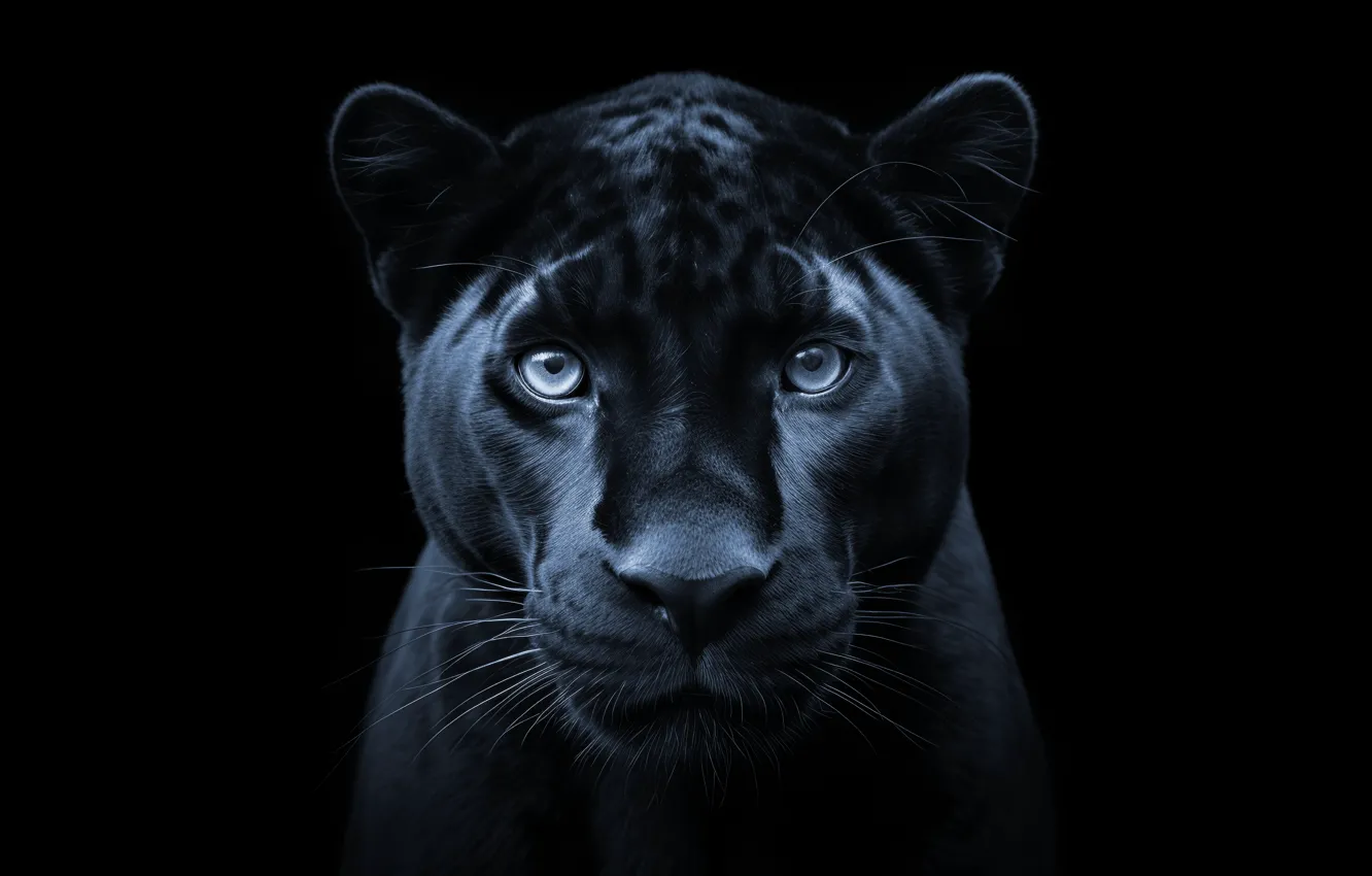 Photo wallpaper face, Panther, black background