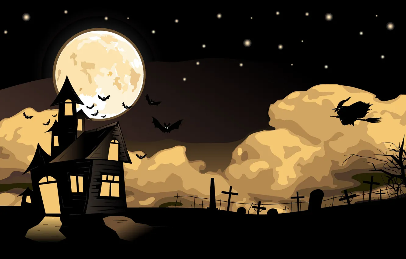 Photo wallpaper night, holiday, vector, mystic, art, Halloween, Halloween, picture