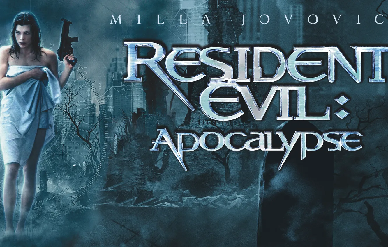 Photo wallpaper cinema, gun, weapon, umbrella, Resident Evil, Milla Jovovich, movie, film