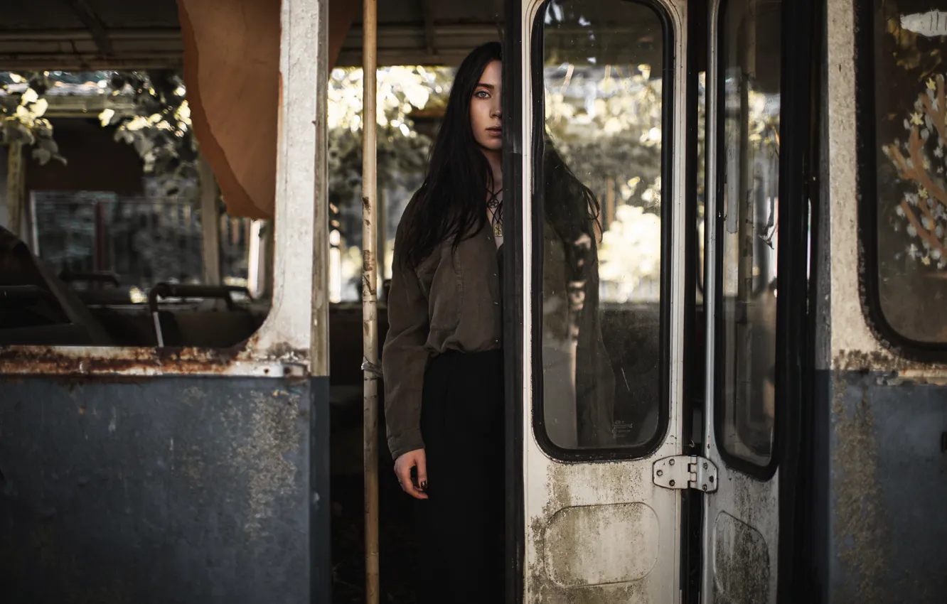 Photo wallpaper girl, bus, Andrey Frolov