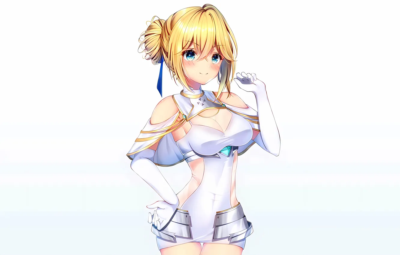 Photo wallpaper girl, sexy, cleavage, dress, boobs, anime, beautiful, short hair