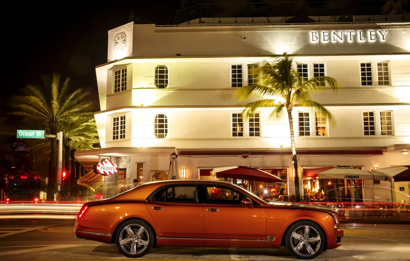 Photo wallpaper orange, photo, Bentley, car, side, metallic, luxury, 2015