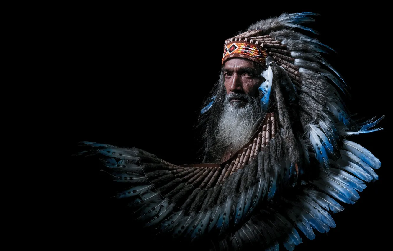 Photo wallpaper people, portrait, feathers