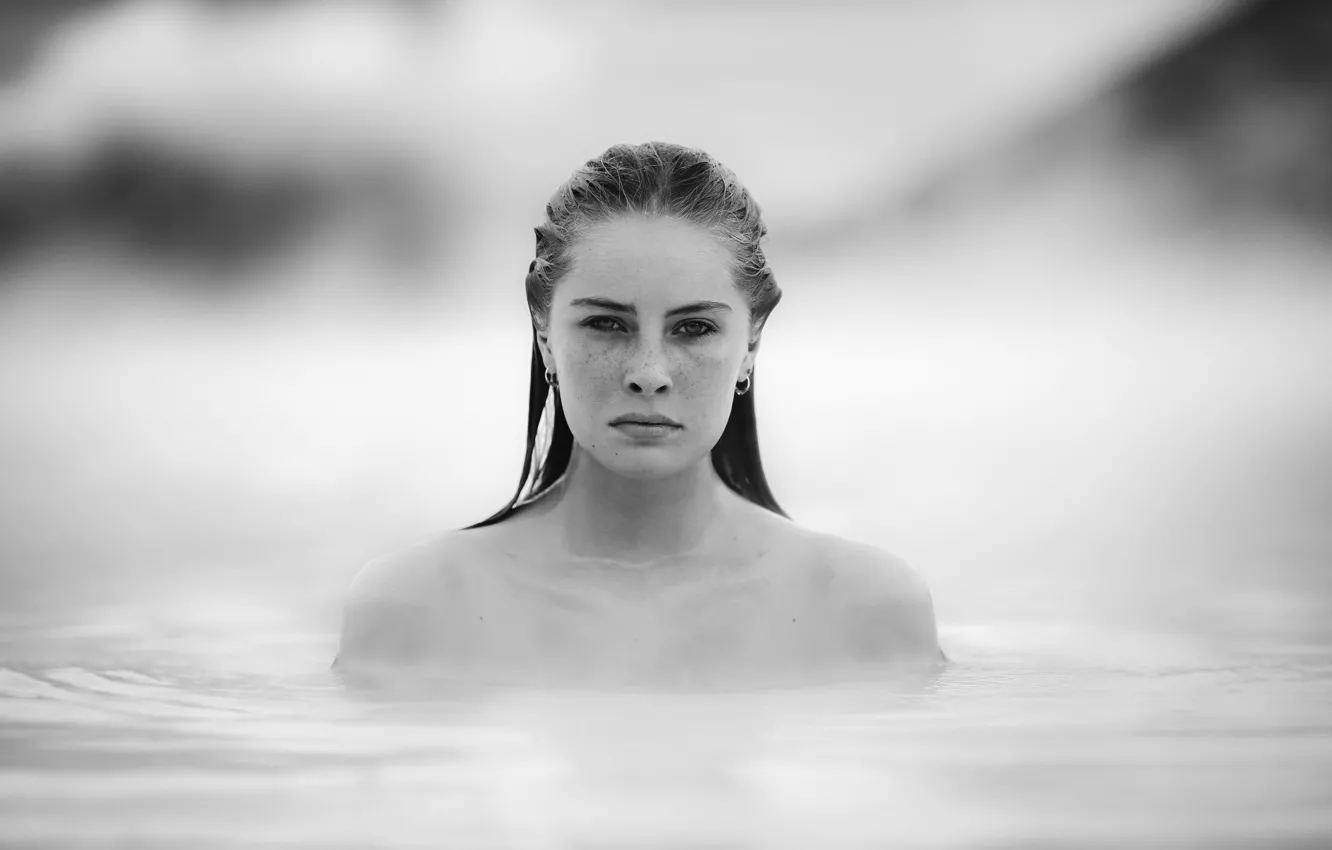 Photo wallpaper look, water, girl, David Olkarny