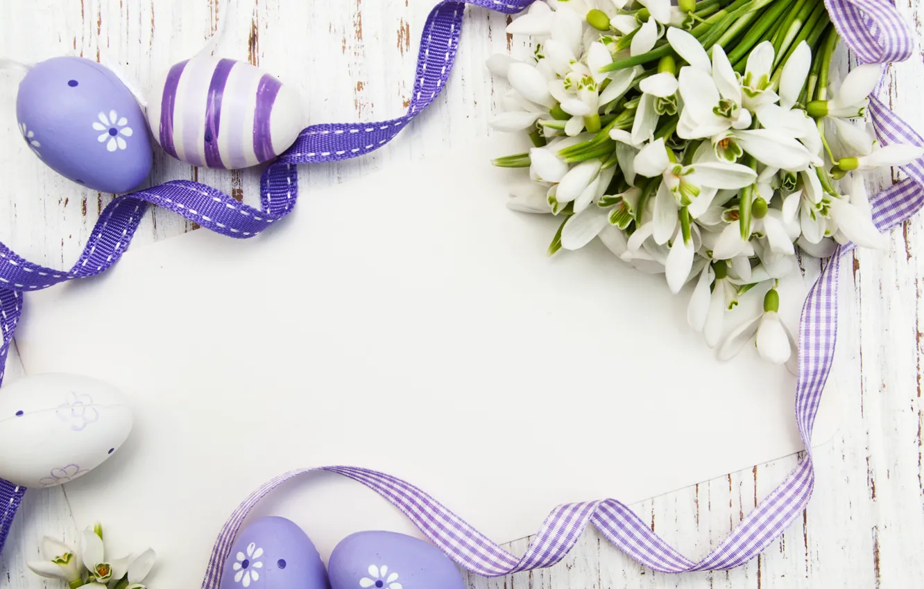 Photo wallpaper flowers, eggs, snowdrops, Easter, flowers, spring, Easter, eggs