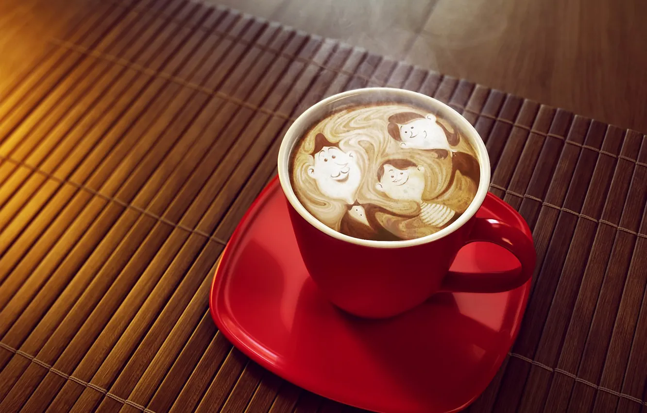 Photo wallpaper coffee, Cup, cappuccino