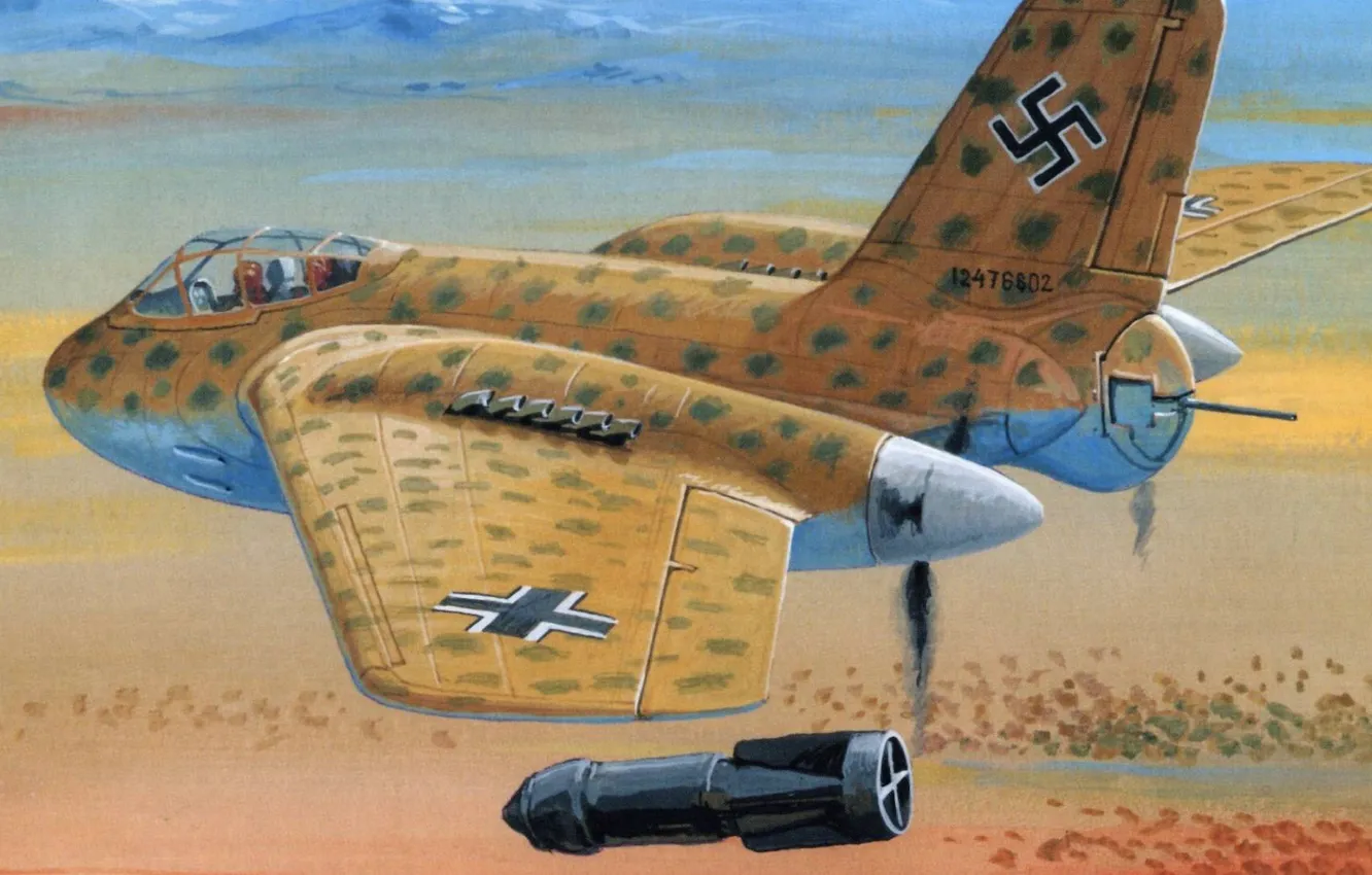 Photo wallpaper figure, bomb, fighter, prototype, heavy, Attack, Messerschmitt Me 329